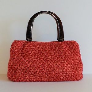 Vintage Liz Claiborne warm tones crochet nylon handbag